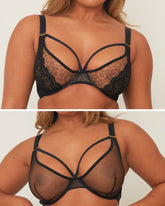 Sheer Plunge Bra Bundle : Black & Leopard