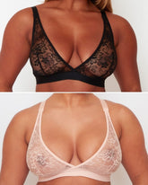 Millie-Mae Twin Pack Triangle Bralettes : Black & Blush Pink