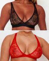 Millie-Mae Twin Pack Triangle Bralettes : Black & Scarlet Red