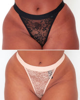 Millie-Mae Twin Pack Thongs : Black & Blush Pink