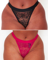 Millie-Mae Twin Pack Thongs : Black & Very Cherry