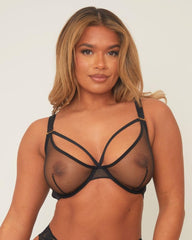 Sheer Plunge Bra Bundle : Black & Leopard
