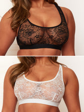 Millie-Mae Twin Pack Crop Bralettes : Black & Ice White