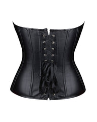 Black leather corset on a white background
