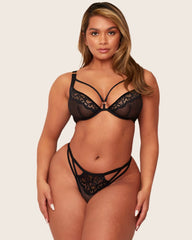 Areilla midnight black wired bra with lace mesh cups