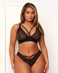 Gabriella triangle bralette in midnight black