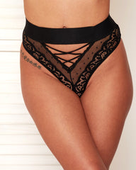 Maya lace and mesh brief in midnight black