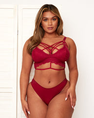 Roxy garnet red bralette with sexy front caging