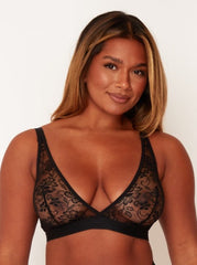 Millie-Mae Twin Pack Triangle Bralettes : Black & Ice White