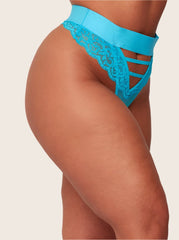 Amber bluebird blue high waist thong caging detail