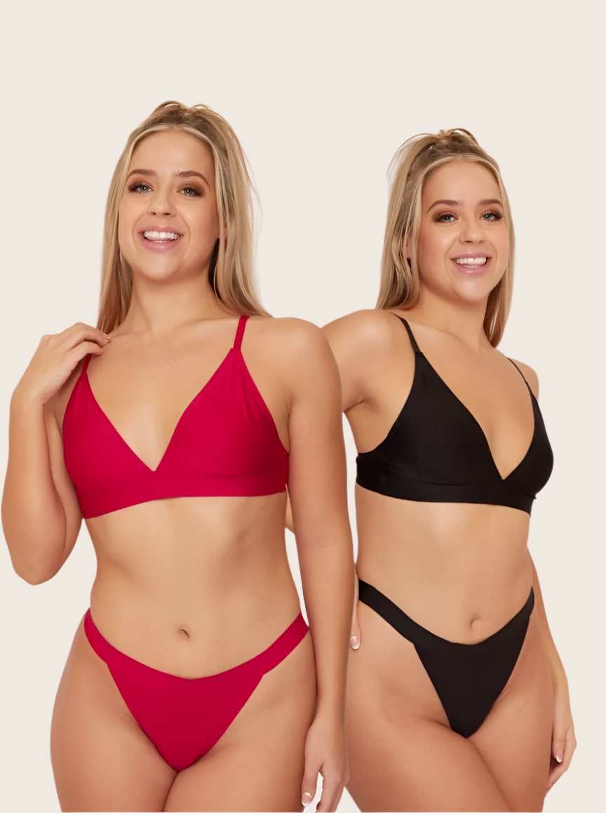 Ally Duo Bralettes in Black & Cerise from Jojoe Eco