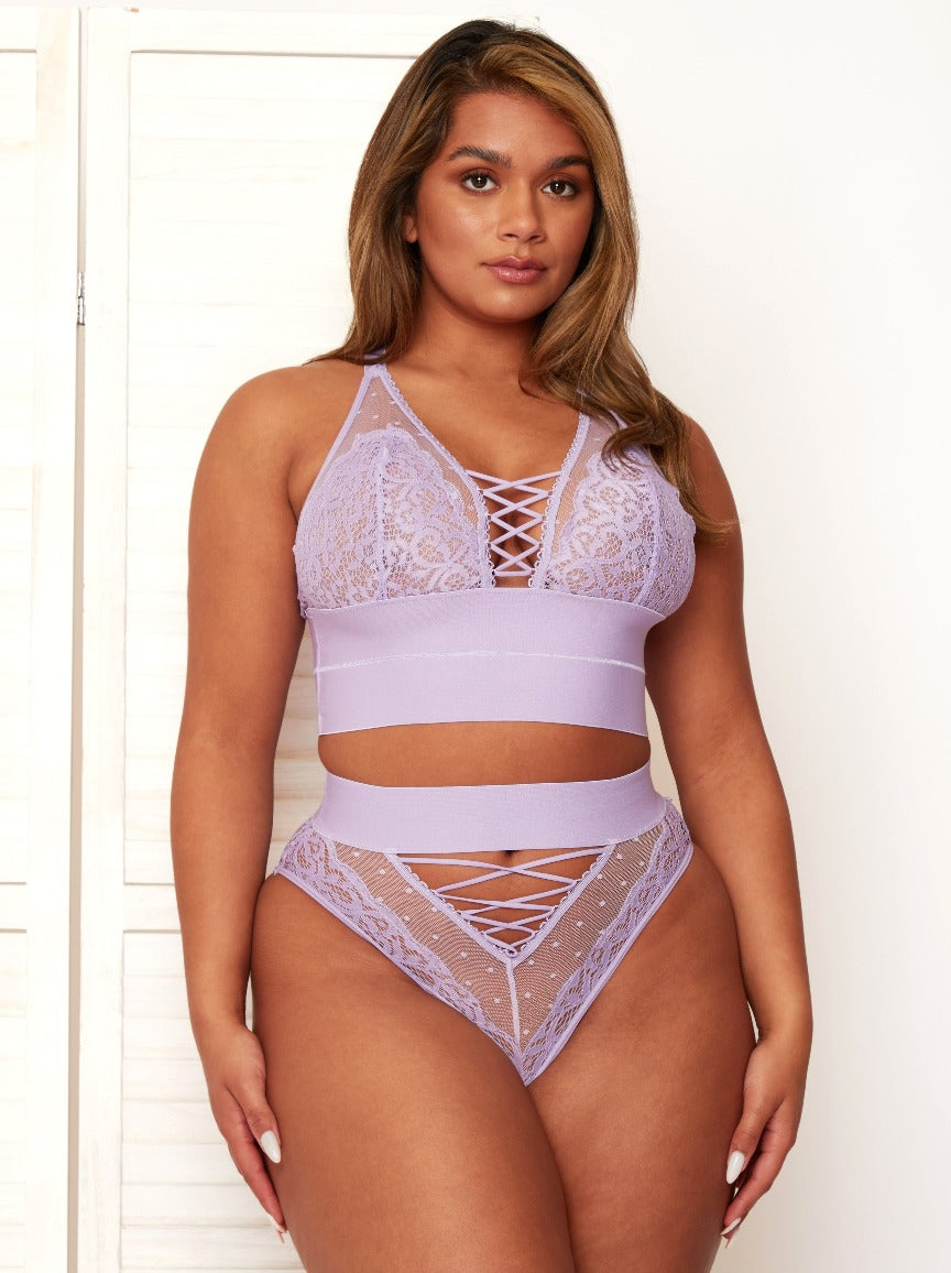 Maya sexy lace longline bralette in soft lavender