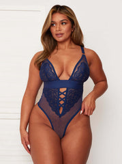 Stormy oceanic blue bodysuit with supportive underband